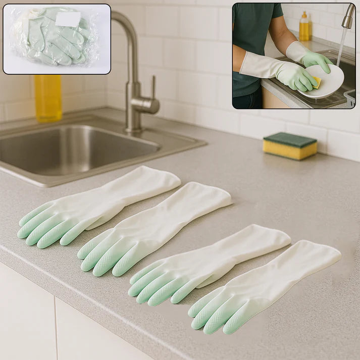 Latex Household Gloves (2 Pair / Mix Color) - Garden Tools