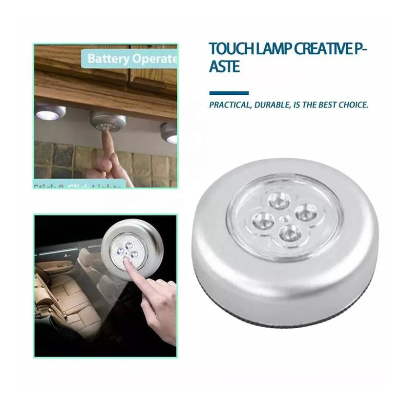 4 LED Battery-Powered Wireless Night Light Stick Tap Touch Lamp Stick-on Push Light for Closets, Cabinets, Counters, or Utility Rooms, Cordless Touch Light.- Bestselling Products
