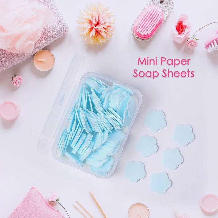 Mini Portable Travel Soap Paper Sheets Flower Shape (100 Pcs Set Approx / Mix Color) - Bestselling Products