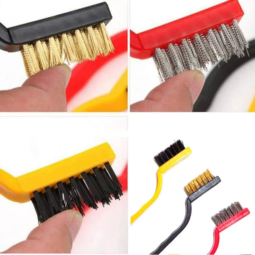 3 Pc Mini Wire Brush Set for cleaning (Brass, Nylon, Stainless Steel Bristles) - Bestselling Products