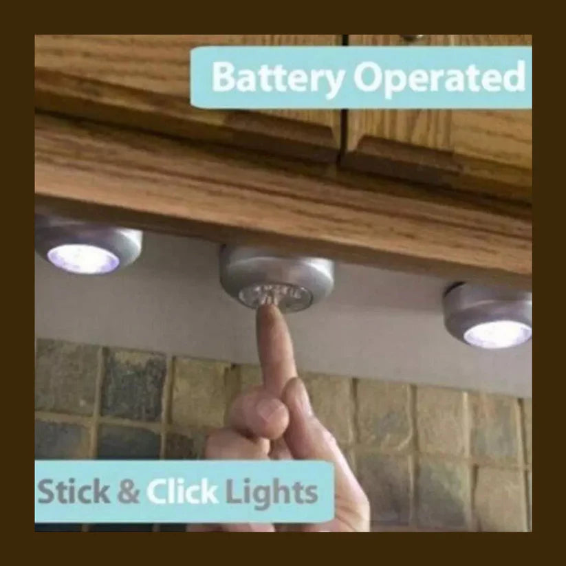 4 LED Battery-Powered Wireless Night Light Stick Tap Touch Lamp Stick-on Push Light for Closets, Cabinets, Counters, or Utility Rooms, Cordless Touch Light.- Bestselling Products