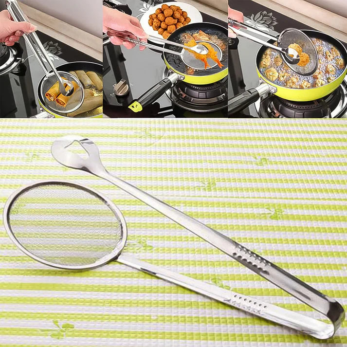 2In1 Stainless Steel Filter Spoon with Clip Food Kitchen Oil-Frying Multi-Functional  - Bestselling Products