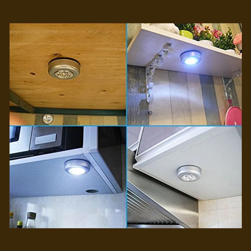 4 LED Battery-Powered Wireless Night Light Stick Tap Touch Lamp Stick-on Push Light for Closets, Cabinets, Counters, or Utility Rooms, Cordless Touch Light.- Bestselling Products