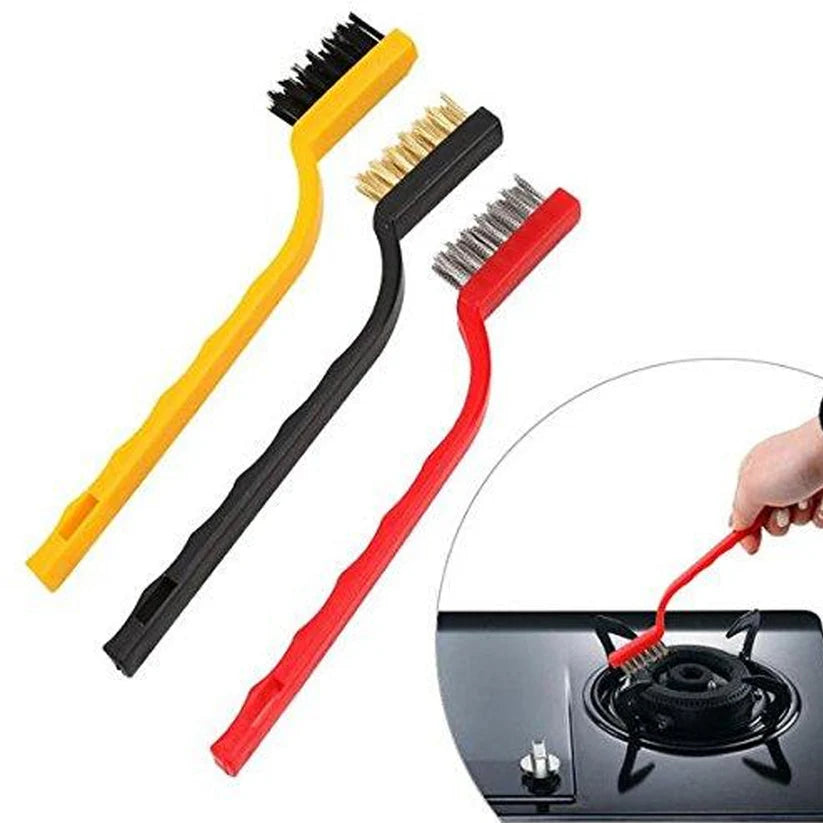 3 Pc Mini Wire Brush Set for cleaning (Brass, Nylon, Stainless Steel Bristles) - Bestselling Products