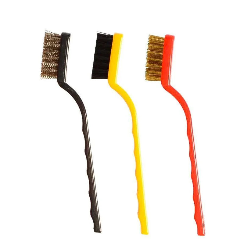 3 Pc Mini Wire Brush Set for cleaning (Brass, Nylon, Stainless Steel Bristles) - Bestselling Products