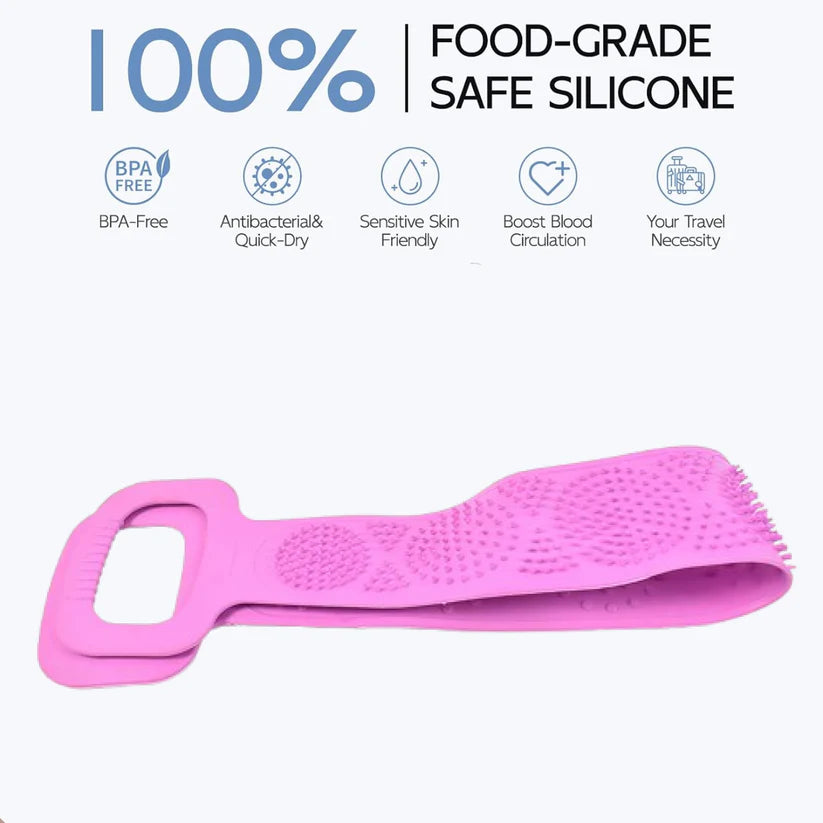 Silicone Body Back Scrubber Double Side Bathing Brush for Skin Deep Cleaning, Scrubber Belt  - Bestselling Products
