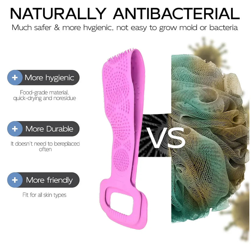 Silicone Body Back Scrubber Double Side Bathing Brush for Skin Deep Cleaning, Scrubber Belt  - Bestselling Products