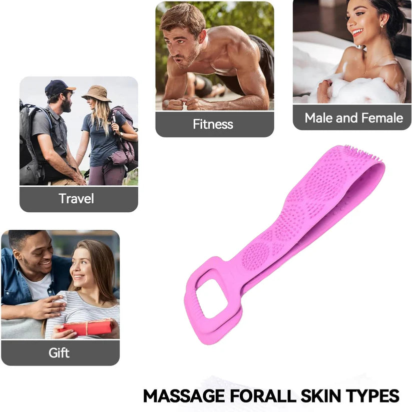 Silicone Body Back Scrubber Double Side Bathing Brush for Skin Deep Cleaning, Scrubber Belt  - Bestselling Products