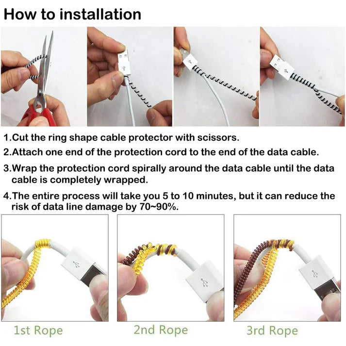 Metallic Cable Protector for Cords & Headphones (Spiral Wrap) - Bestselling Products