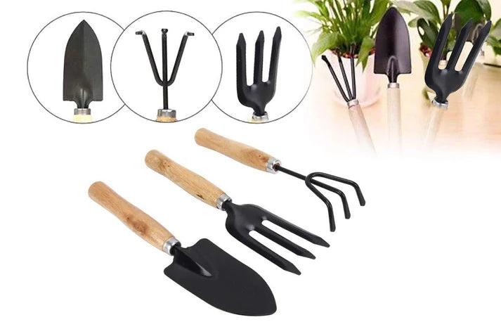 Gardening Tools - Hand Cultivator, Small Trowel, Garden Fork (Set of 3)  - Garden Tools