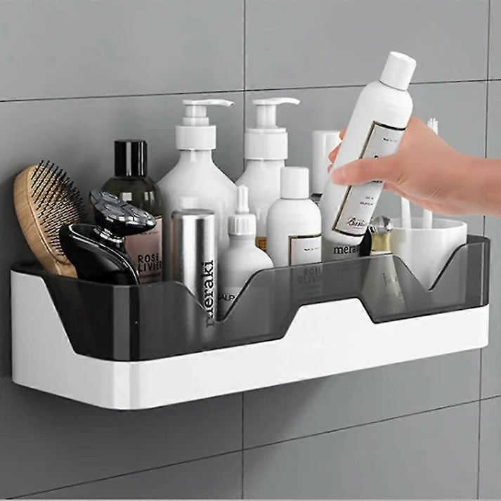 Adhesive Storage Rack, Wall Mounted Plastic Shelf Organizer for Bathroom(pack of 1) - Bestselling Products